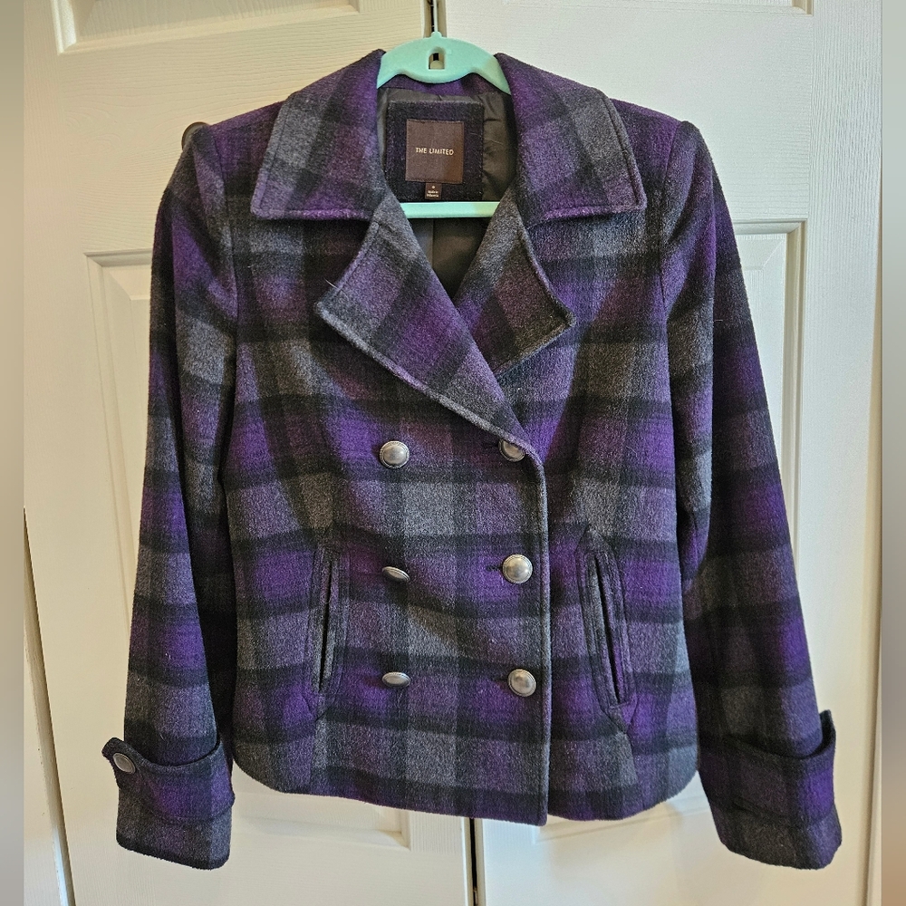 The Limited plaid purple coat 💜